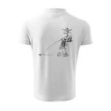 Kreslený rybár na pni