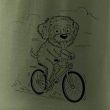 Lagotto romagnolo karikatúra na bicykli čierna