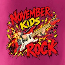 Rocková listopadová kytara s dětskými rukama