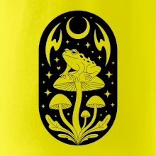 Goblincore čiernobiela oválna žaba