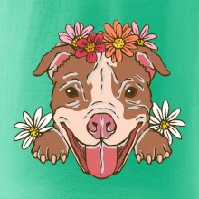 Americký stafordšírsky teriér hlava s kvetinami