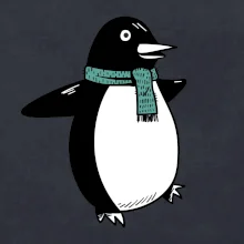 Tučniak so zeleným šálom