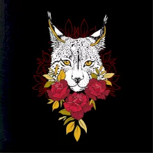 Rys s červenými ružami (Pecka design)