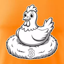 Kurča sediace na bitcoinovom hniezde