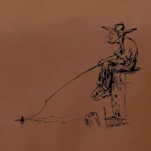 Kreslený rybár na pni