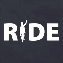 Ride - nápis s cyklistom