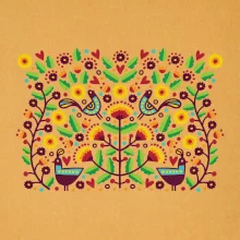 Folklór - farebne kvetiny obdĺžnik