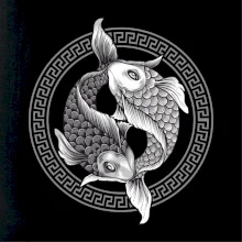 Yin & Yang ryby čiernobiele Yin & Yang ryby čiernobiele