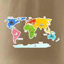 Svetové kontinenty s názvami a zvieratkami