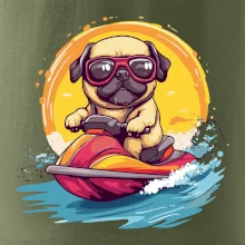 Mops na vodnom skútri