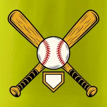 Zkřížené baseballové pálky a míček