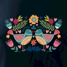 Folklór - dva farebné vtáčiky