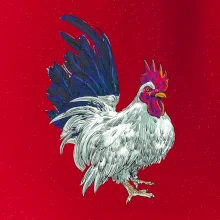 Kohút kreslený biely