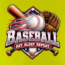 Baseballová pálka s rukavicou eat sleep repeat