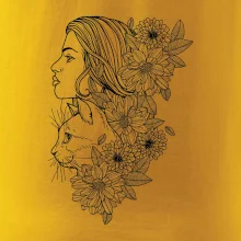 Žena a kočka - kreslená