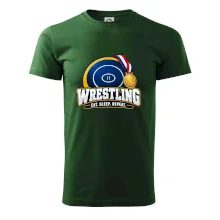 Zápasnická žíněnka se zlatou medailí eat sleep wrestling  repeat