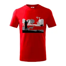 Lovec a stavač v lese