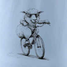Ovce s okuliarmi na bicykli