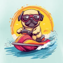 Mops na vodnom skútri