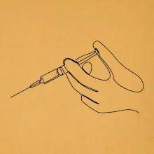 Ruka a injekcia jedným ťahom