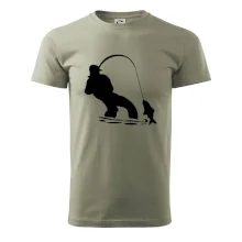 Rybár ťahajúce rybu