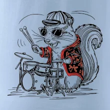 Squirrel playing drums