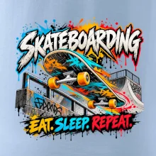 Skateboard ve street stylu eat sleep repeat