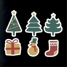 Vianočná sada - stromčeky a darčeky