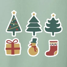 Vianočná sada - stromčeky a darčeky