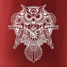 Steampunk sova čiernobiela