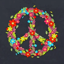 Peace symbol červené kvety