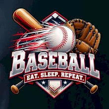Baseballová pálka s rukavicou eat sleep repeat