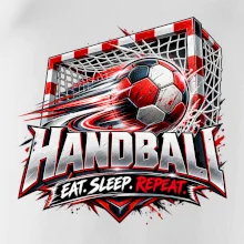 Hádzanárska lopta v bránke eat sleep repeat