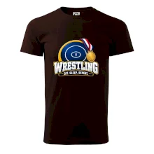 Zápasnická žíněnka se zlatou medailí eat sleep wrestling  repeat