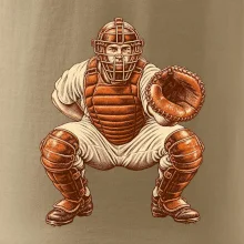 Baseballový catcher retro rytina