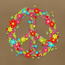 Peace symbol červené kvety