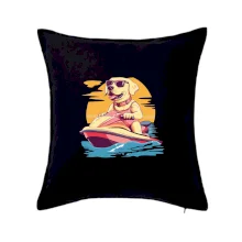 Zlatý retriever na vodnom skútri