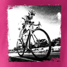 Cyklista čiernobiela cesta