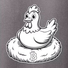 Kurča sediace na bitcoinovom hniezde