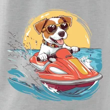 Jack russell teriér na vodnom skútri