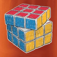 Rubikova kocka kreslená