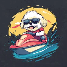 Lhasa Apso na vodnom skútri