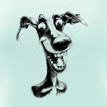 Čiernobiela karikatúra chrt