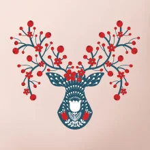 Folklór - jeleň s červenými plodmi
