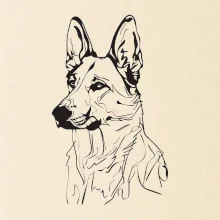 Nemecký ovčiak čierna kresba