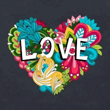 Love nápis květovaný