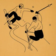 Lyžovanie - kreslené obrázok