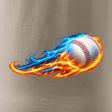 Letící baseballový míček v plamenech