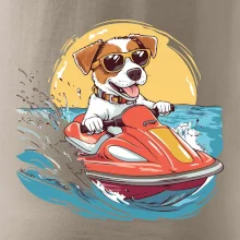 Jack russell teriér na vodnom skútri