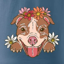 Americký stafordšírsky teriér hlava s kvetinami